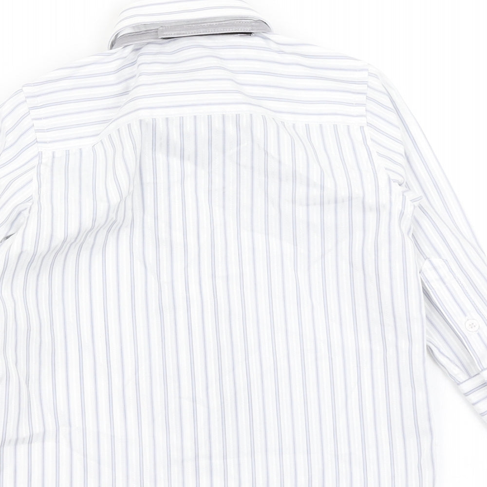 Duck & Dodge Boys Blue Striped  Basic Button-Up Size 2 Years  - Tie Included