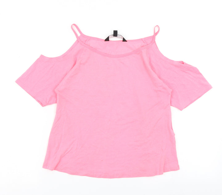 915 Generation Girls Pink   Basic T-Shirt Size 10-11 Years  - Cold shoulder