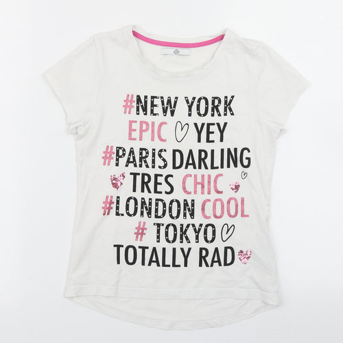 M&S Girls White   Basic T-Shirt Size 8-9 Years