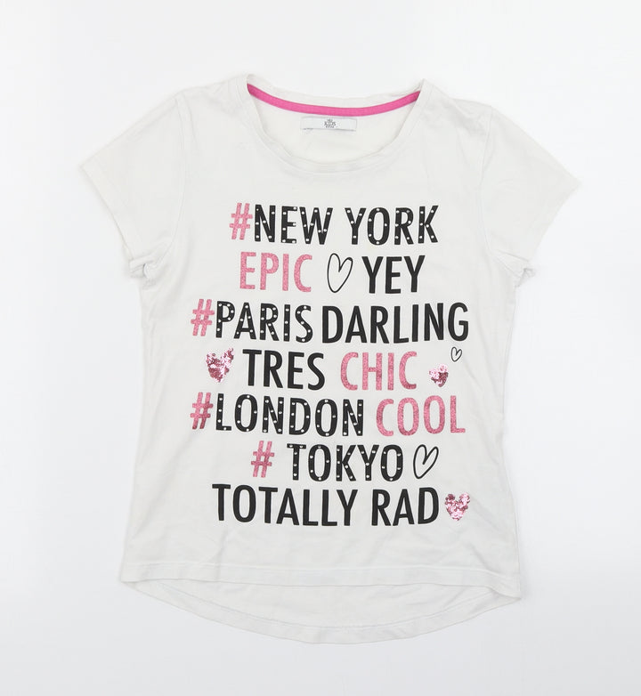 M&S Girls White   Basic T-Shirt Size 8-9 Years