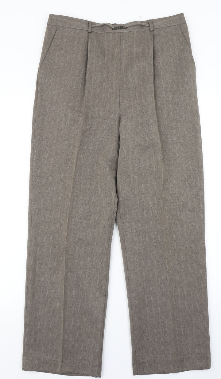 BM Womens Brown Striped Dress Pants Trousers Size 12 L25 in