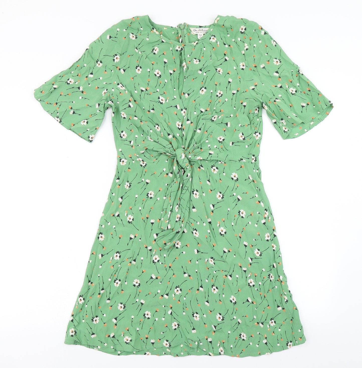 Miss Selfridge Womens Green Floral  Skater Dress  Size 10