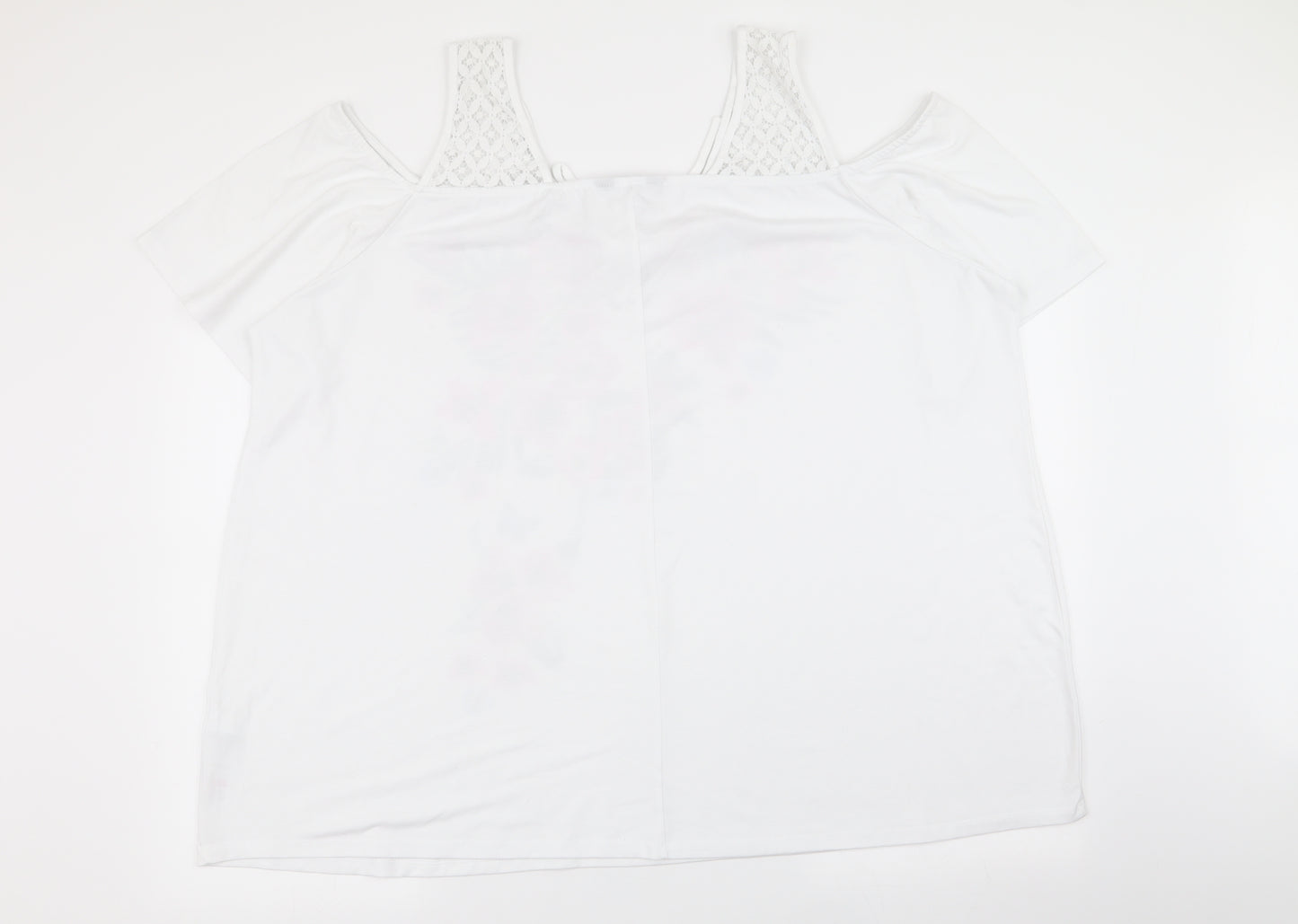 Yours Womens White Floral  Basic T-Shirt Size 26