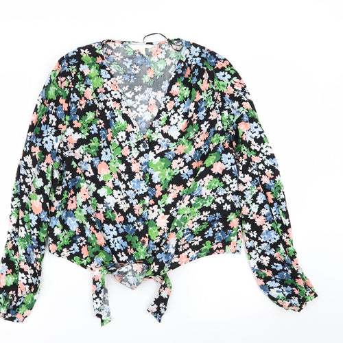 H&M Womens Multicoloured Floral  Basic Button-Up Size M