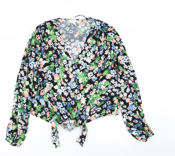 H&M Womens Multicoloured Floral Basic Button-Up Size M