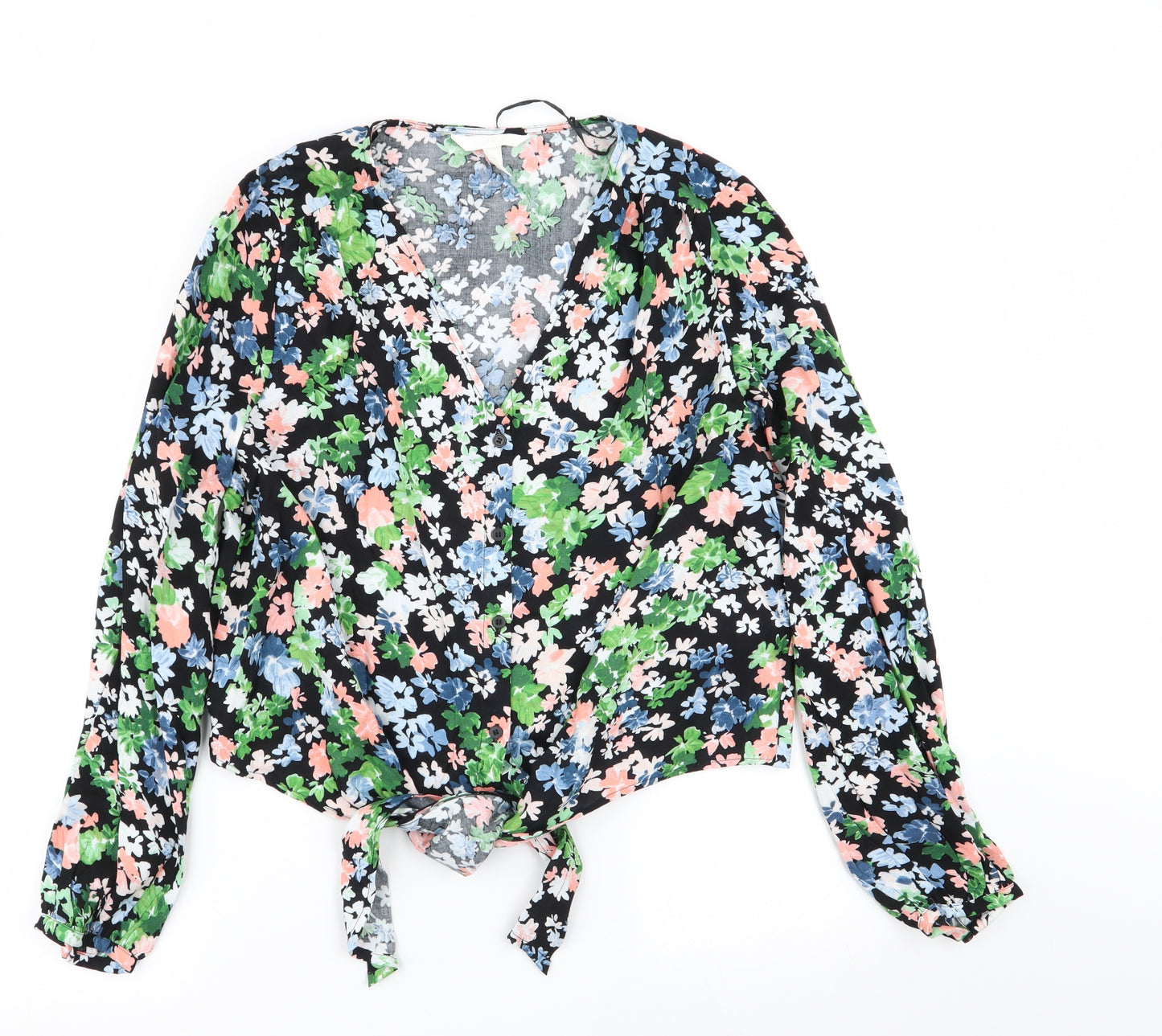 H&M Womens Multicoloured Floral  Basic Button-Up Size M