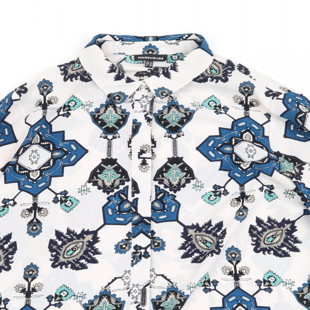 Warehouse Womens Multicoloured Geometric  Basic Button-Up Size 12