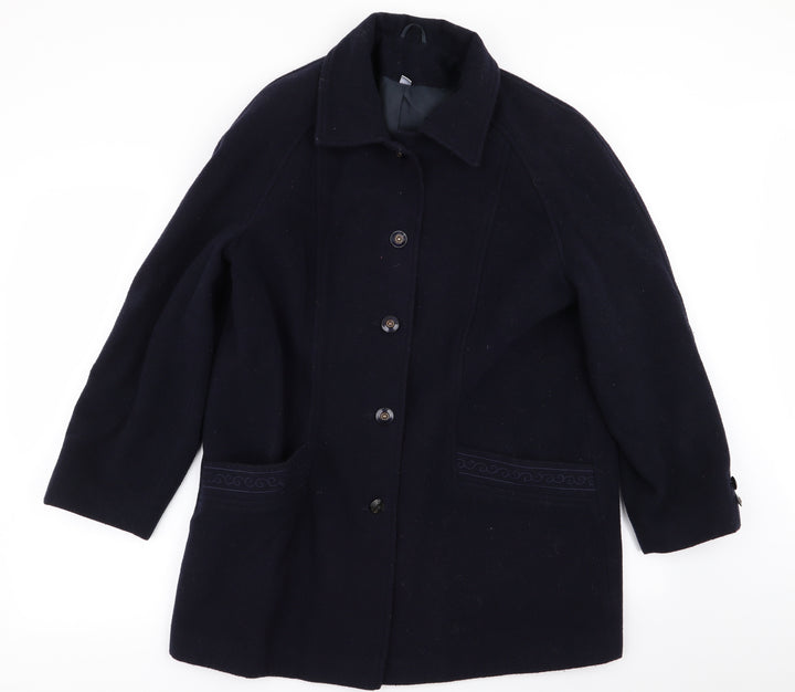 Preworn Womens Blue Overcoat Coat Size 14