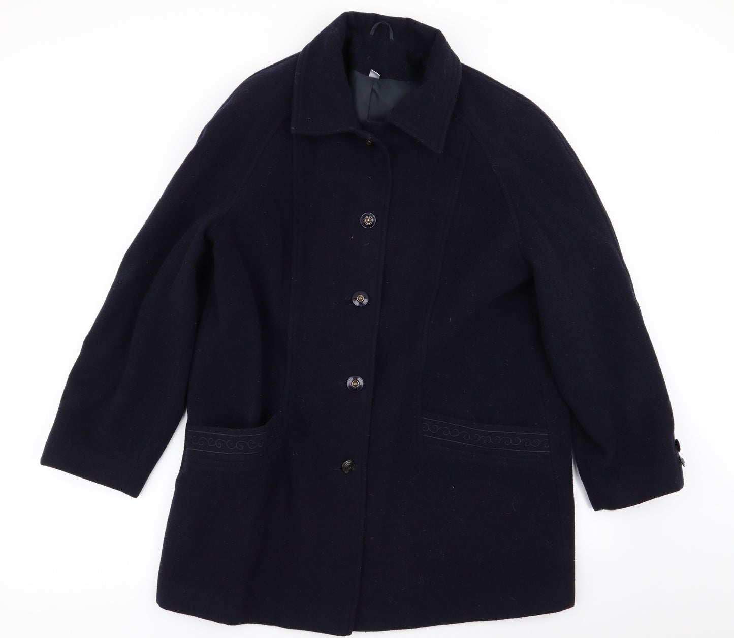 Preworn Womens Blue   Overcoat Coat Size 14