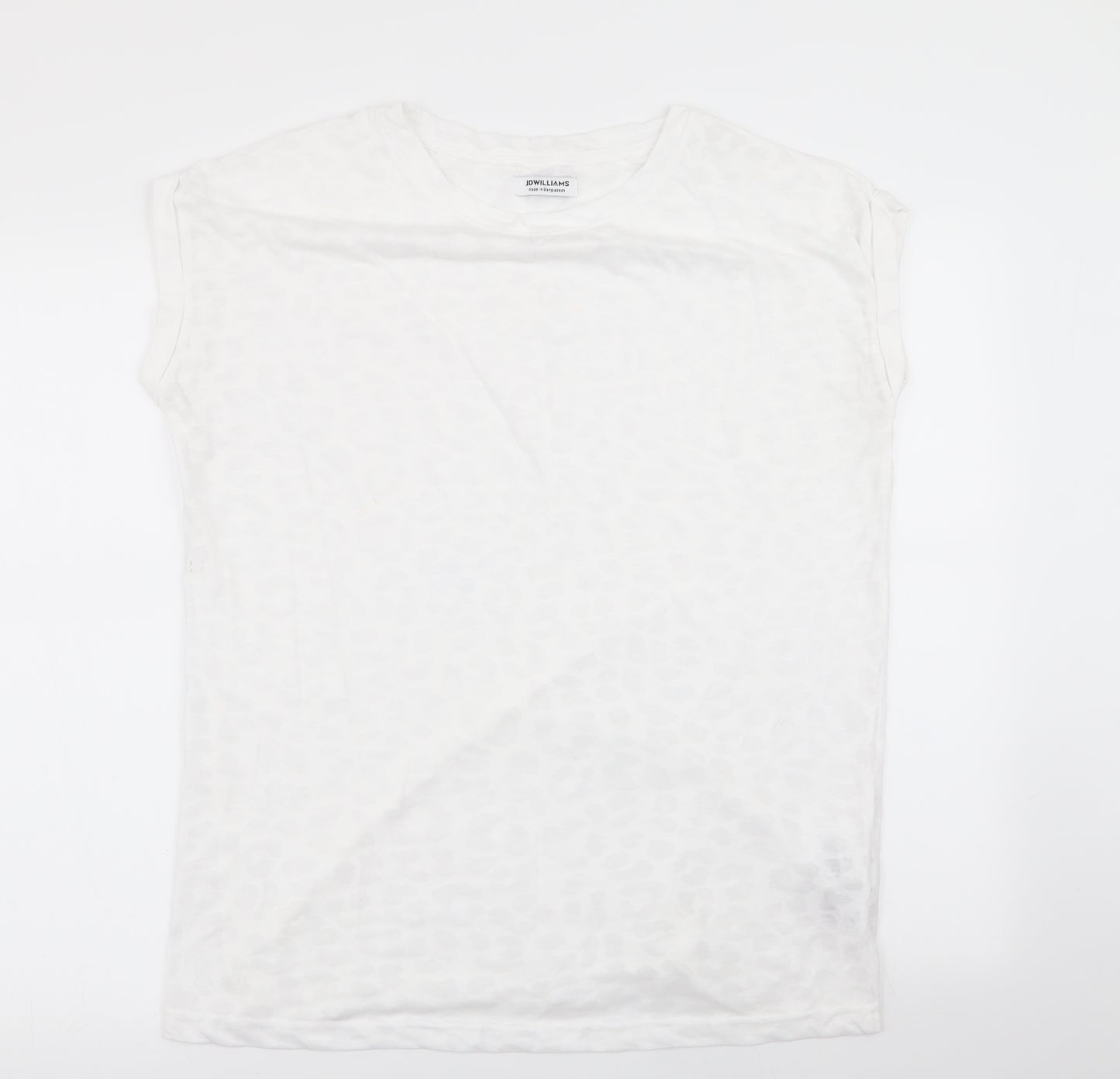 jd williams Womens White Animal Print  Basic T-Shirt Size 12