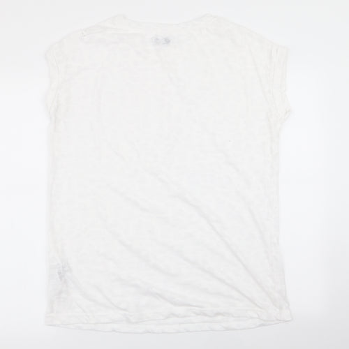 jd williams Womens White Animal Print  Basic T-Shirt Size 12