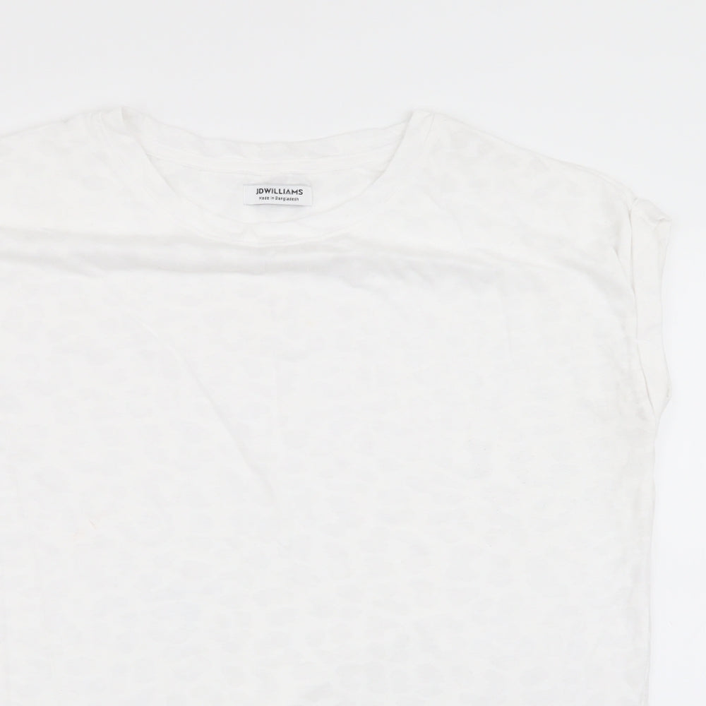 jd williams Womens White Animal Print  Basic T-Shirt Size 12