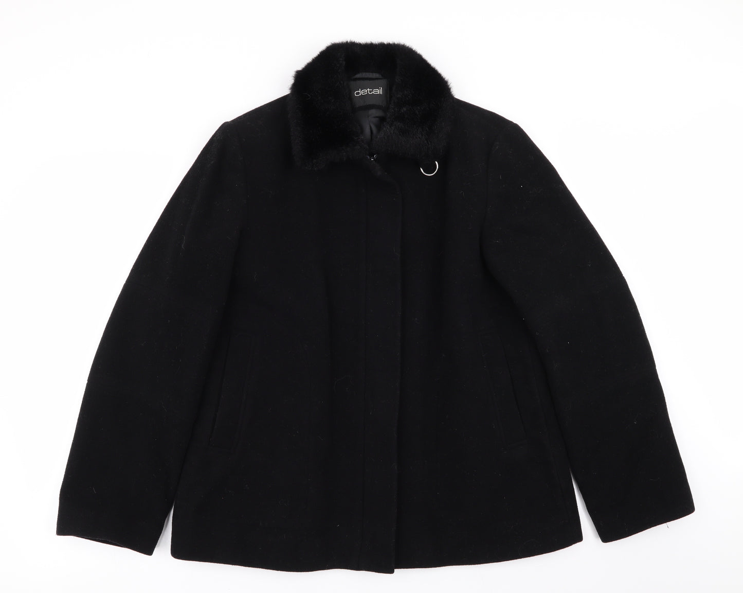 detail Womens Black   Overcoat Coat Size 14