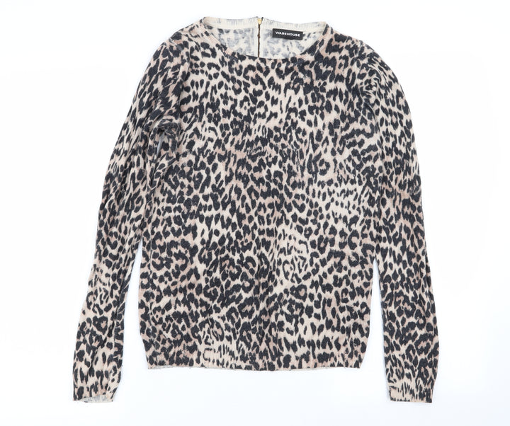 Warehouse Womens Multicoloured Animal Print Basic T-Shirt Size 10