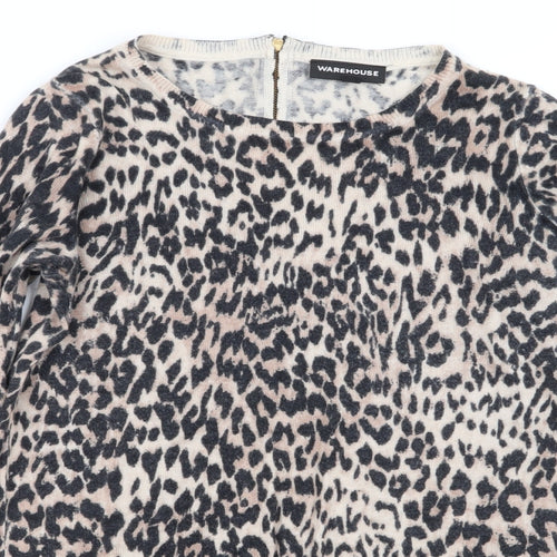 Warehouse Womens Multicoloured Animal Print  Basic T-Shirt Size 10
