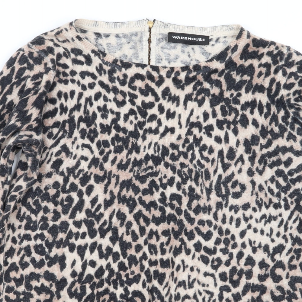 Warehouse Womens Multicoloured Animal Print  Basic T-Shirt Size 10