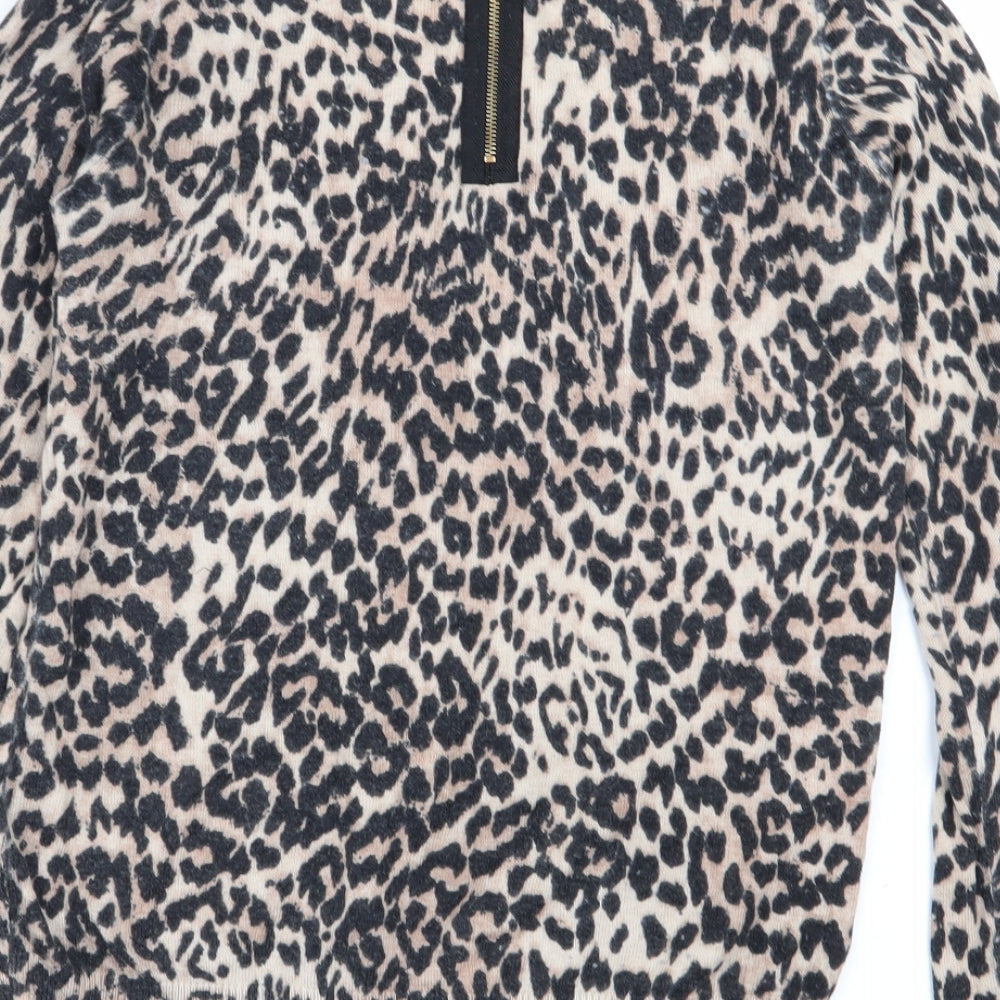 Warehouse Womens Multicoloured Animal Print  Basic T-Shirt Size 10