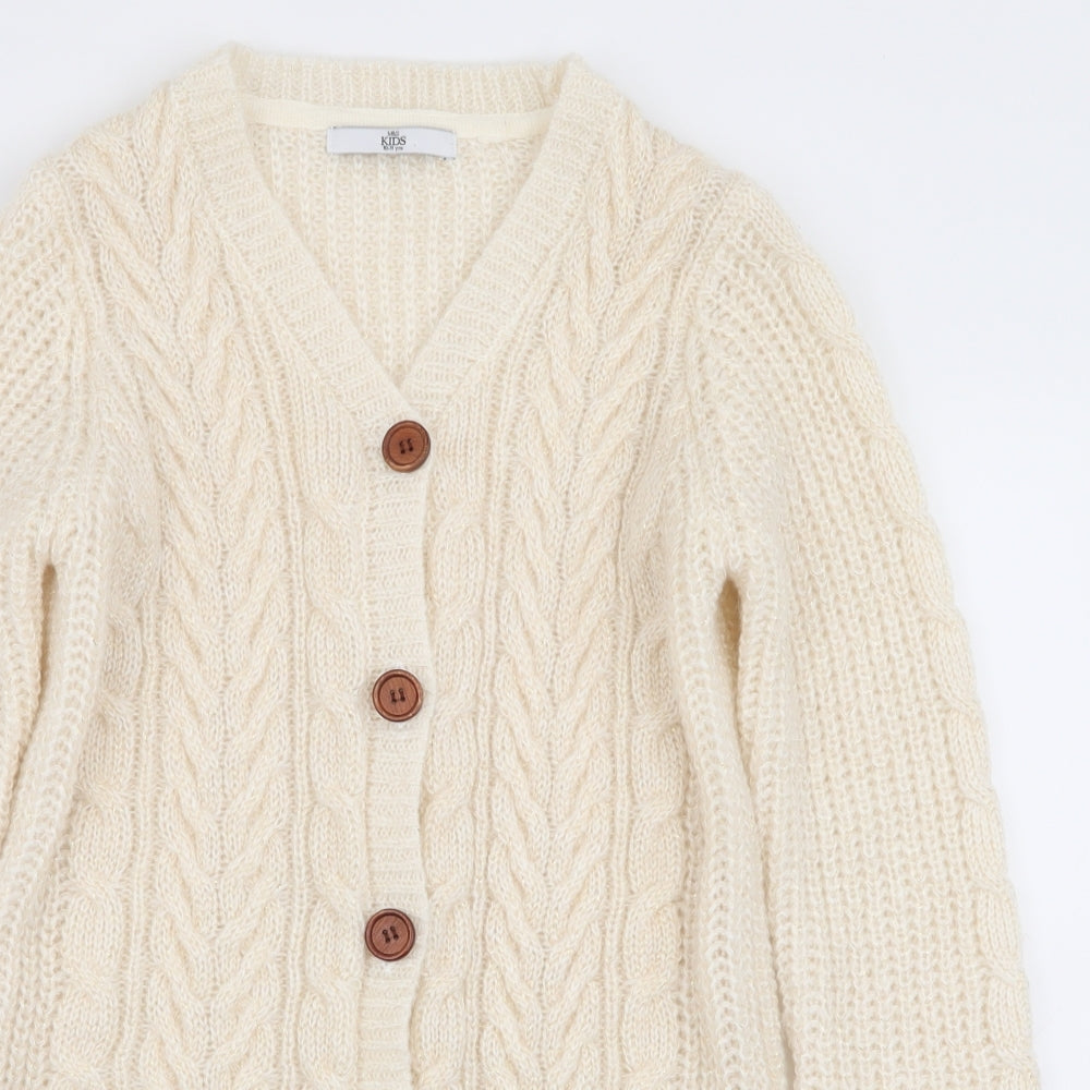 M&S Girls Ivory   Cardigan Jumper Size 10-11 Years