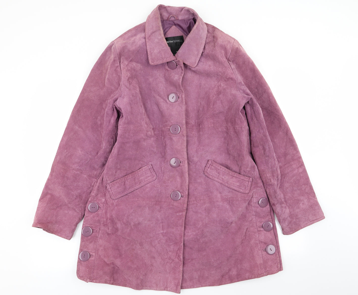 Beth Terrell Womens Purple   Overcoat Coat Size S