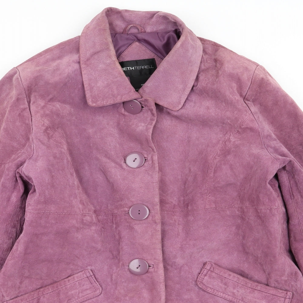Beth Terrell Womens Purple   Overcoat Coat Size S