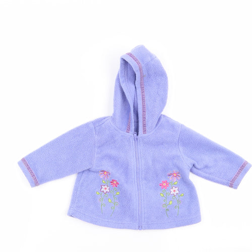 Asda George Girls Blue Floral  Full Zip Jumper Size 3-6 Months
