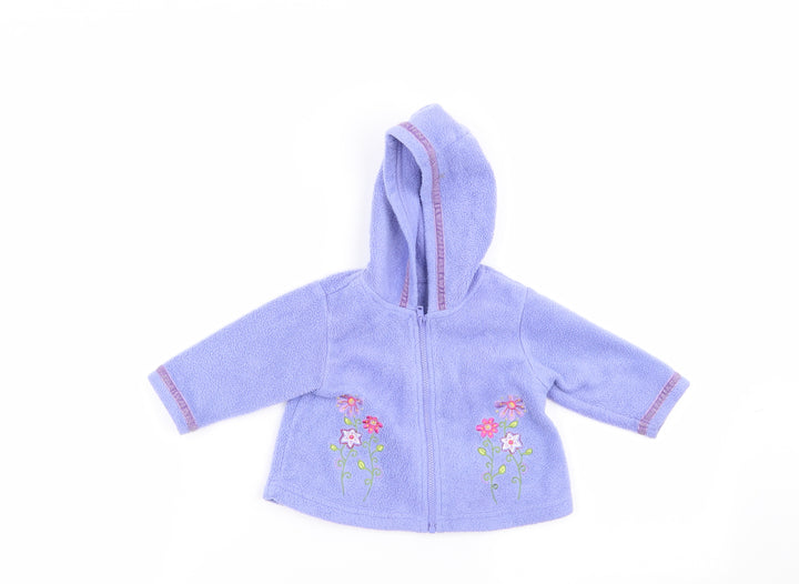 Asda George Girls Blue Floral  Full Zip Jumper Size 3-6 Months