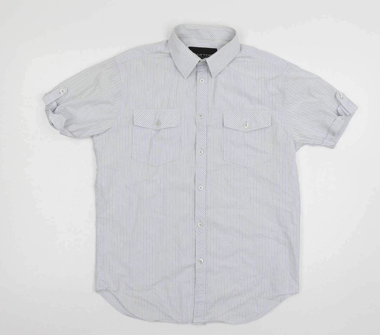 Carter Mens Blue Striped   Button-Up Size S