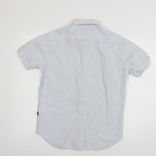 Carter Mens Blue Striped   Button-Up Size S