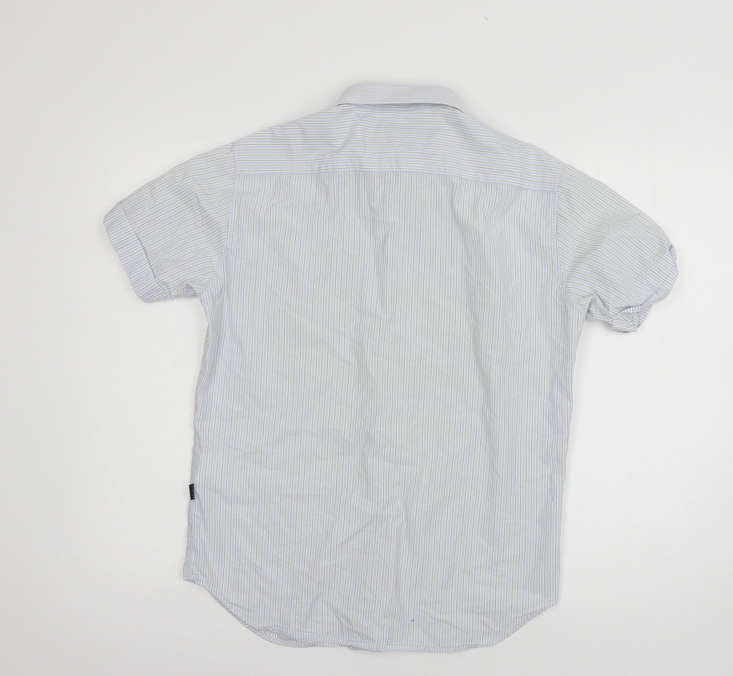 Carter Mens Blue Striped   Button-Up Size S