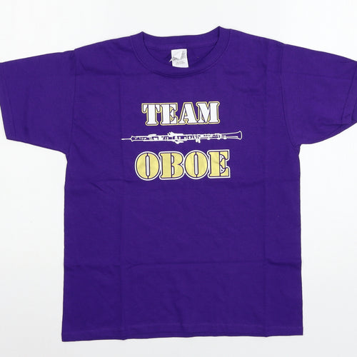 Gildan Girls Purple Geometric Jersey Basic T-Shirt Size S  - Team Oboe