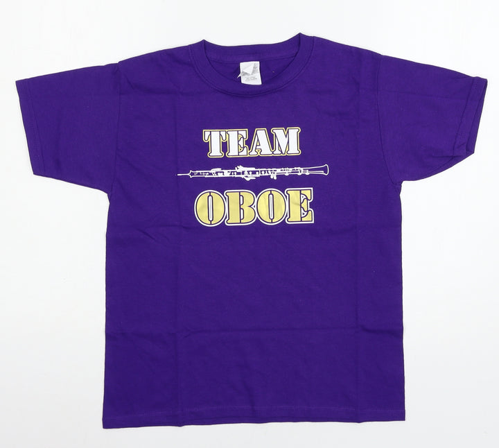 Gildan Girls Purple Geometric Jersey Basic T-Shirt Size S - Team Oboe