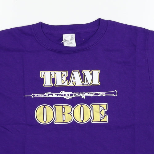 Gildan Girls Purple Geometric Jersey Basic T-Shirt Size S  - Team Oboe