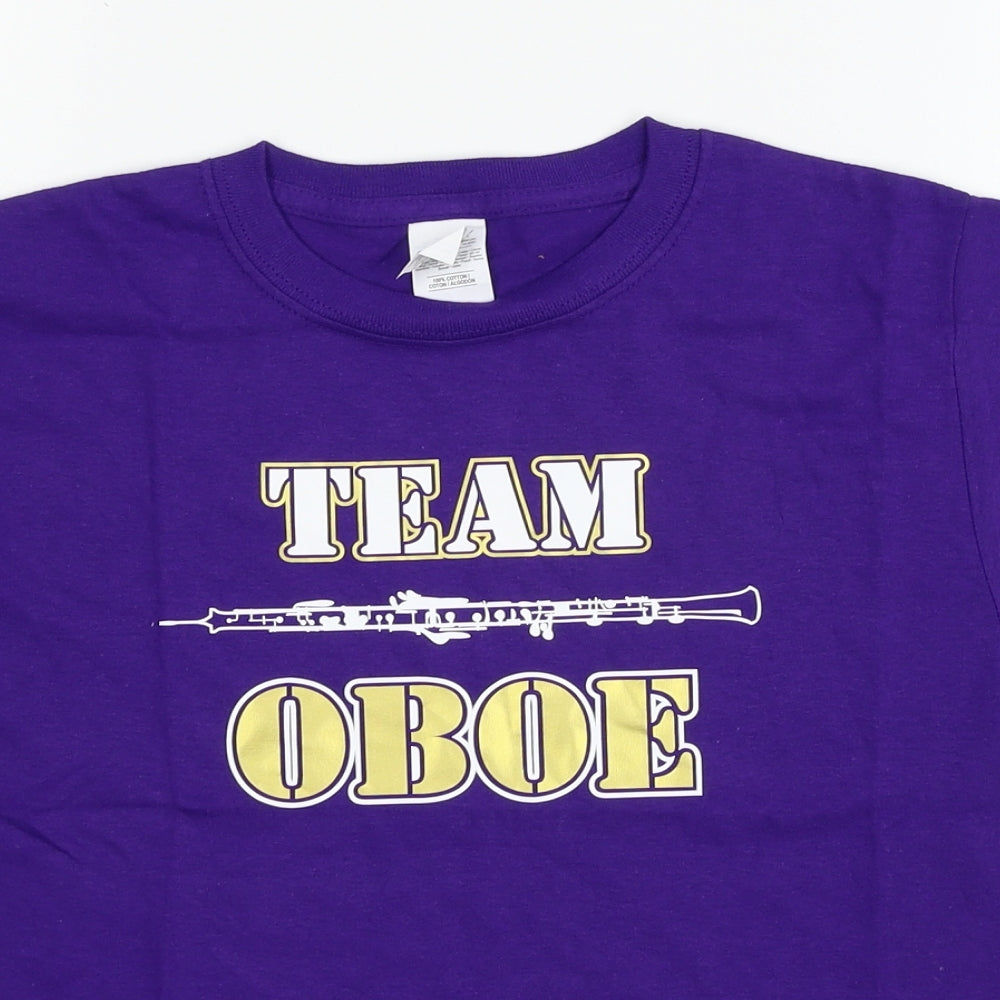 Gildan Girls Purple Geometric Jersey Basic T-Shirt Size S  - Team Oboe