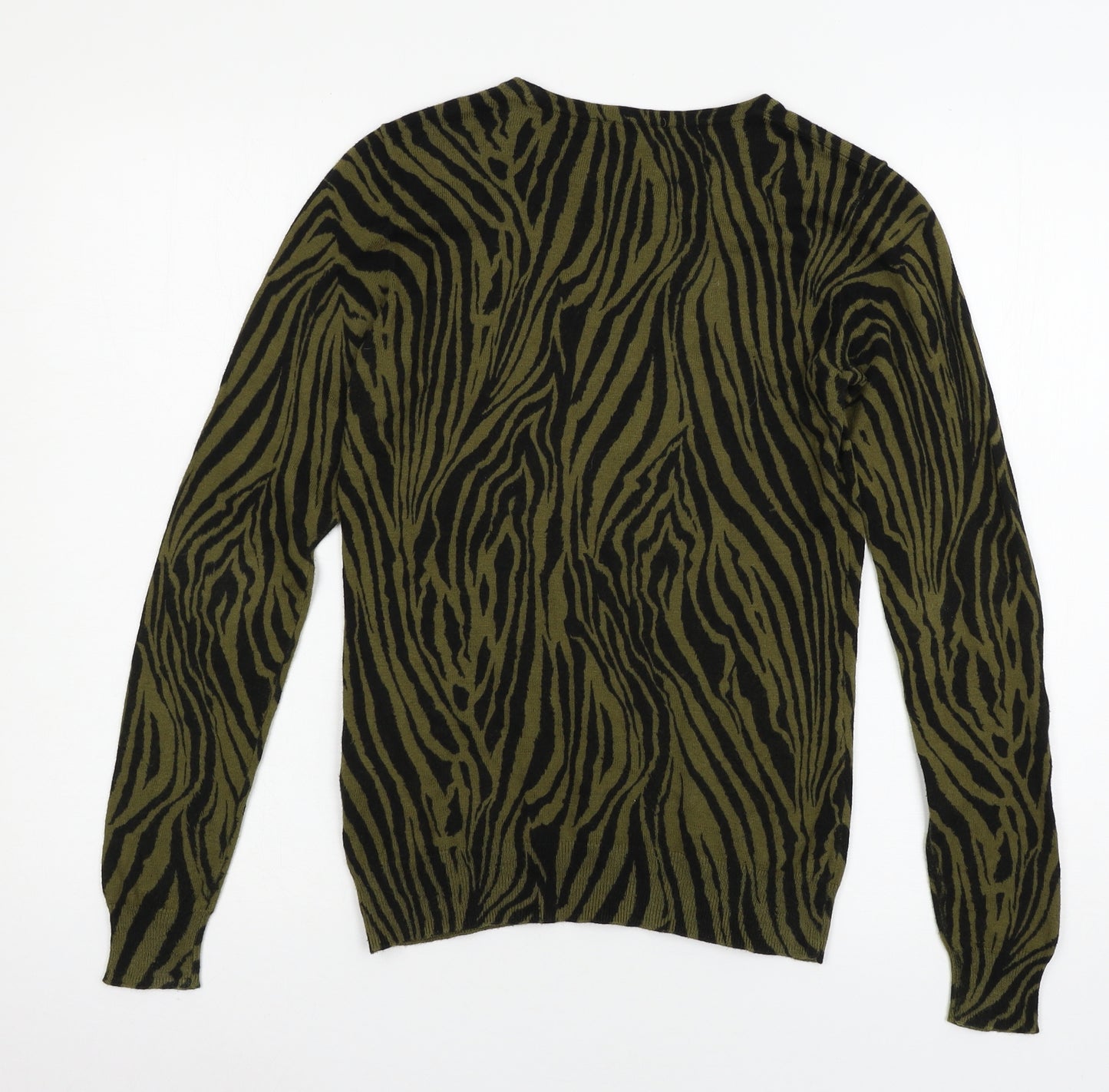 Warehouse Womens Green Striped Knit Pullover Jumper Size 6