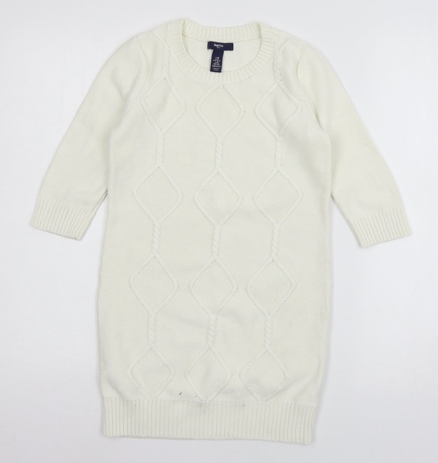 Gap Girls White  Jersey Pullover Jumper Size 8-9 Years