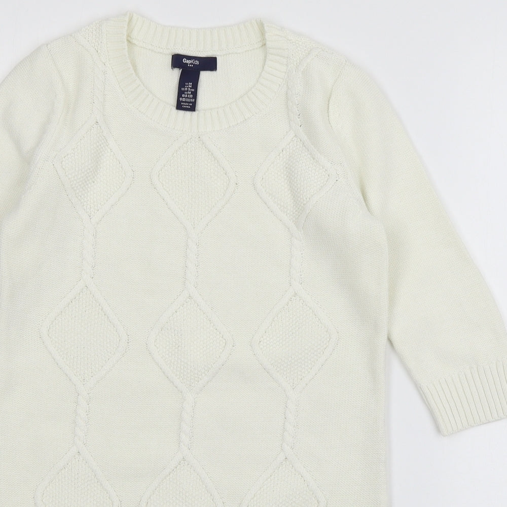 Gap Girls White  Jersey Pullover Jumper Size 8-9 Years
