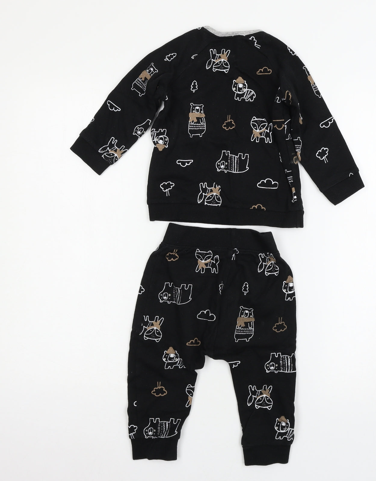 George Boys Black Geometric Jersey Cami Pyjama Set Size 12-18 Months  - Bears