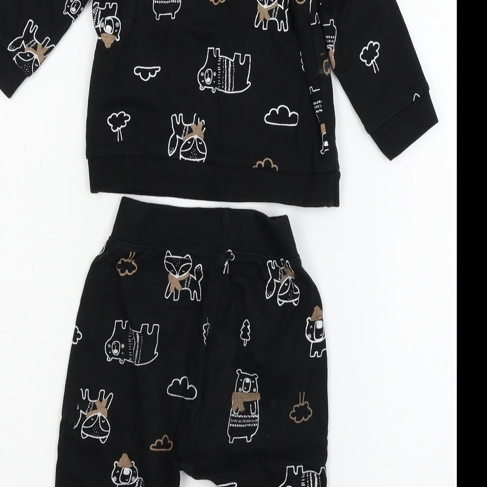 George Boys Black Geometric Jersey Cami Pyjama Set Size 12-18 Months  - Bears