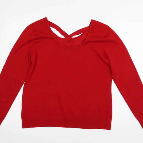 Cable & Gauge Womens Red  Knit Pullover Jumper Size L
