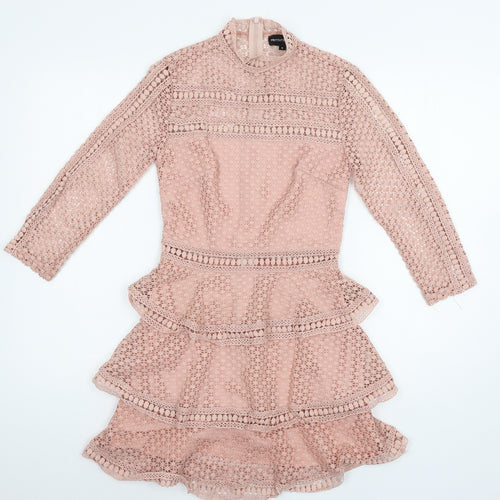 PRETTYLITTLETHING Womens Pink  Crochet A-Line  Size 4