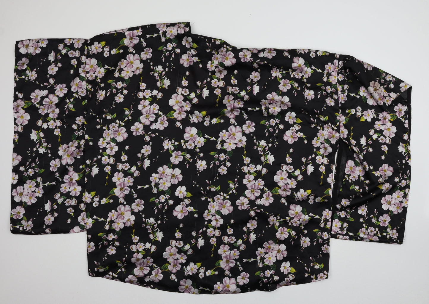 Boohoo Womens Multicoloured Floral Satin Kimono Jacket Size 12