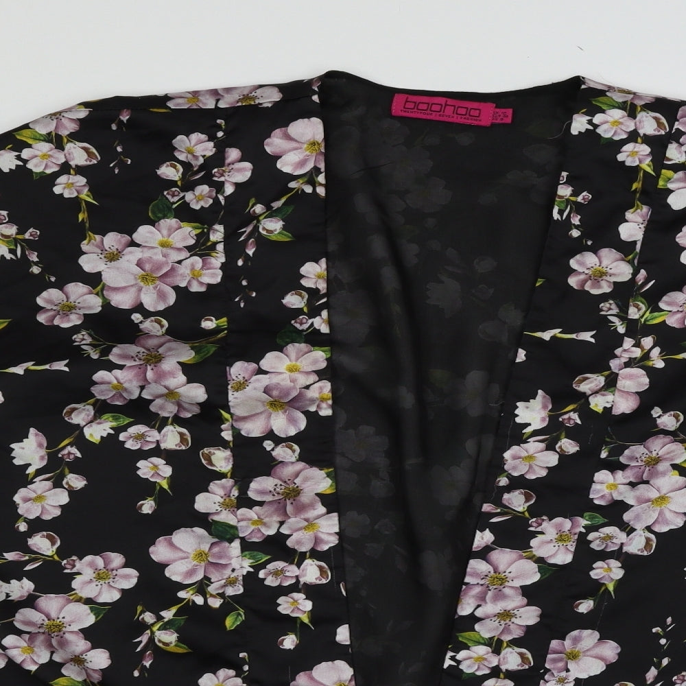 Boohoo Womens Multicoloured Floral Satin Kimono Jacket Size 12