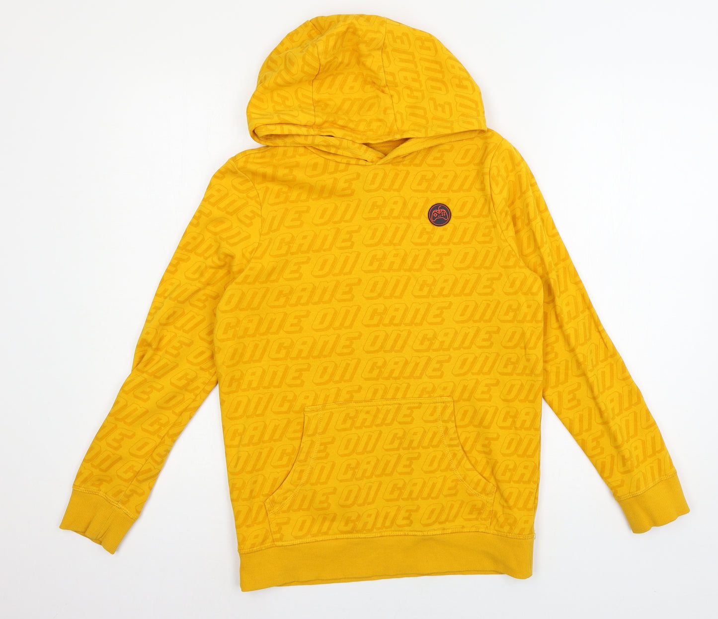 F&F Boys Yellow Geometric Jersey Pullover Hoodie Size 11-12 Years  - Game on