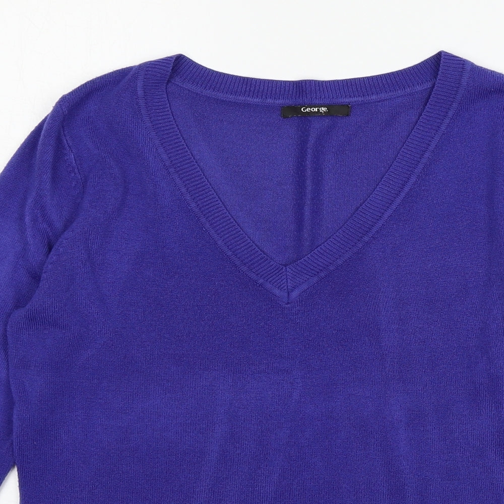 George Womens Blue  Knit Pullover Jumper Size 12