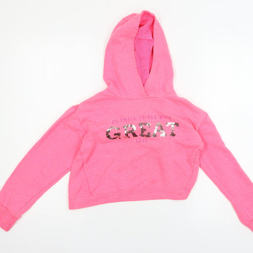 Dunnes Girls Pink  Jersey Pullover Hoodie Size 10-11 Years  - Great love