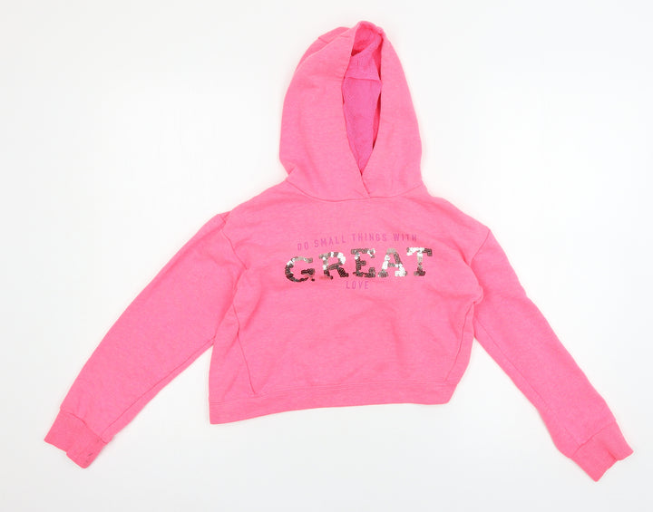 Dunnes Girls Pink  Jersey Pullover Hoodie Size 10-11 Years  - Great love