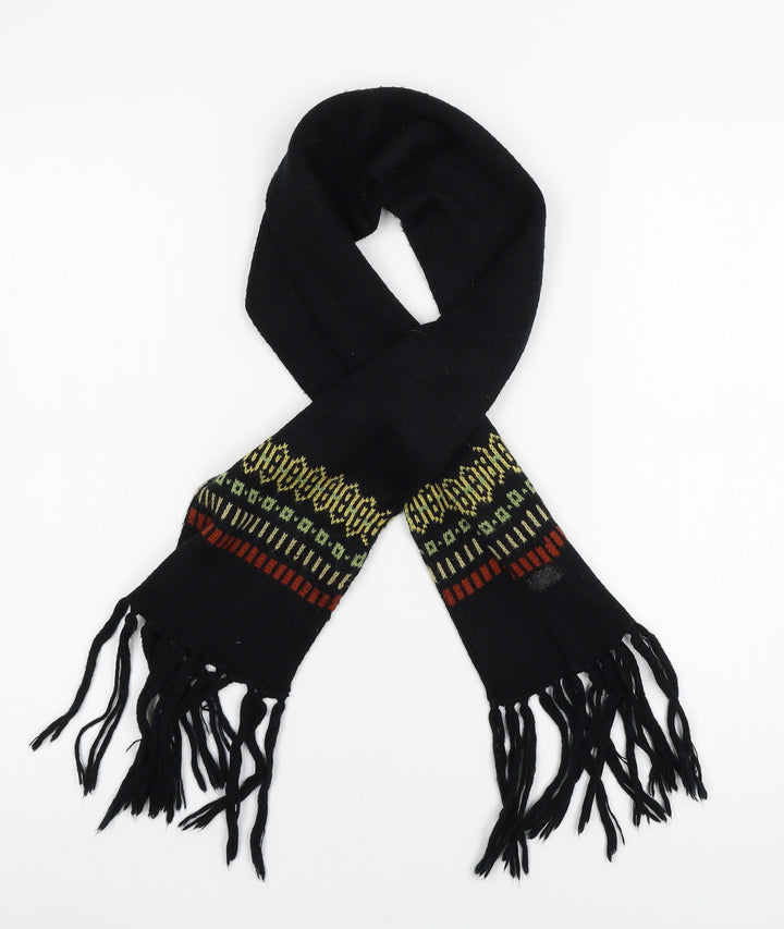 Preworn Womens Black Geometric Knit  Scarf