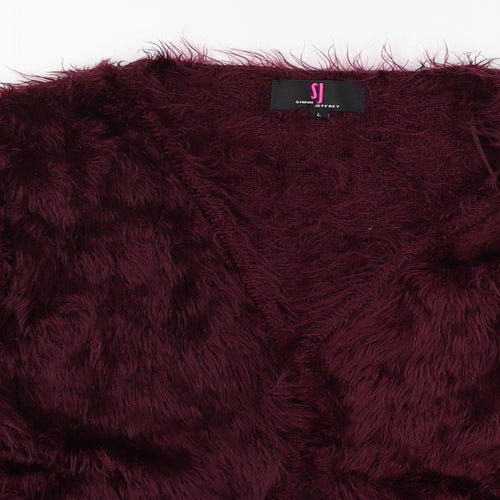 Simon Jefferey Womens Purple  Knit Cardigan Jumper Size L