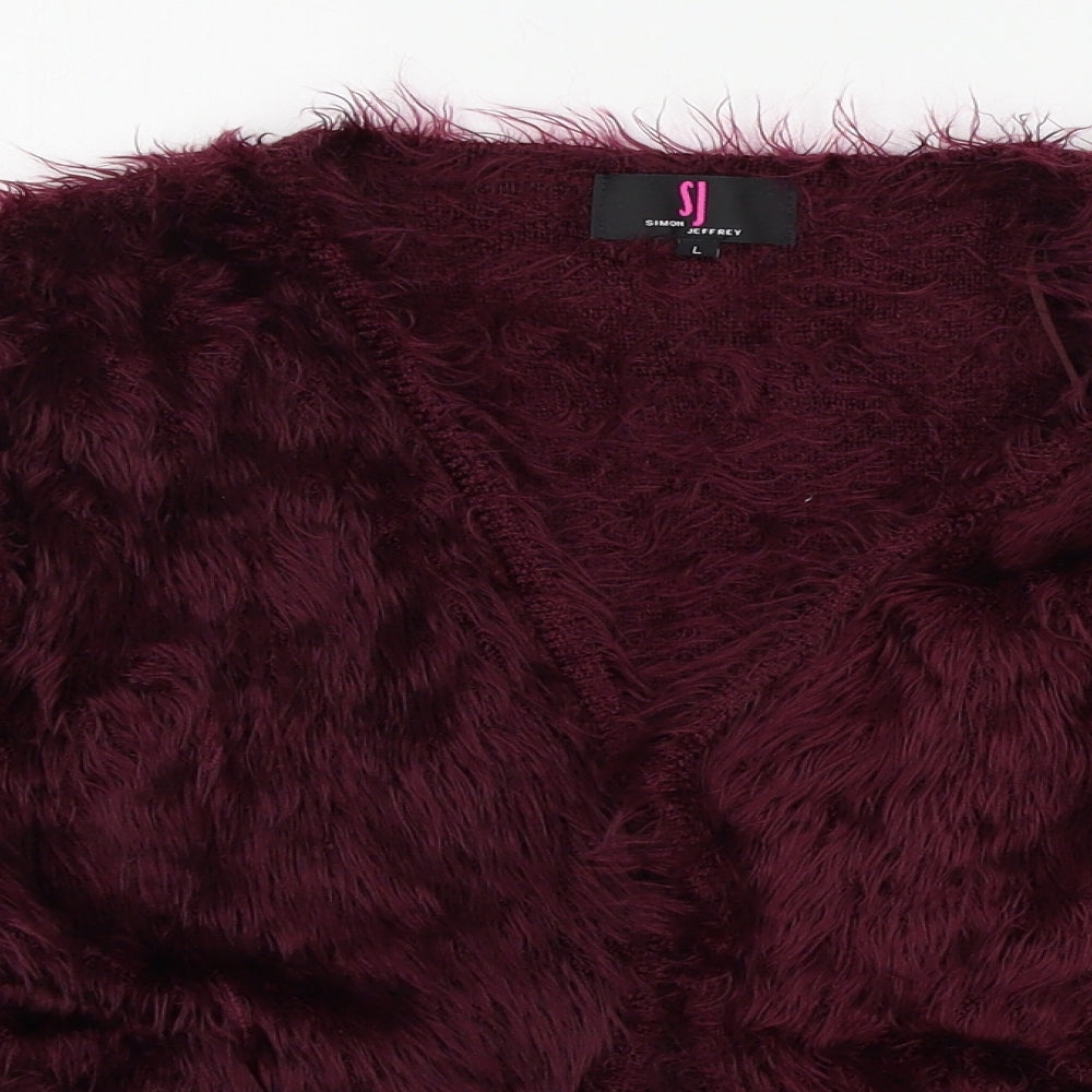 Simon Jefferey Womens Purple  Knit Cardigan Jumper Size L