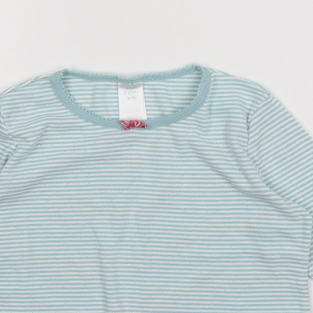 Mini Boden Girls Black Striped Jersey Basic T-Shirt Size 9-10 Years